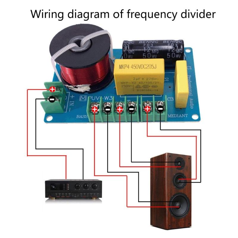 2 Pieces 3-Way Audio Frequency Dividers HiFi Filter Circuit Board Stereo Speaker Crossover Filters Treble/Alto/Bass 200W
