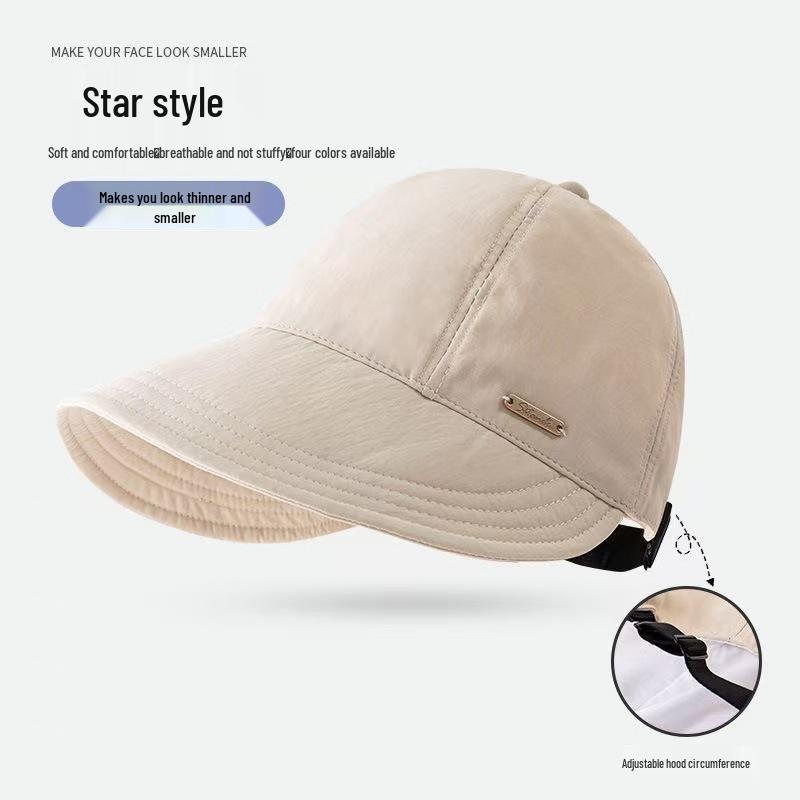 Zhao Lusi Style Women's Spring/Summer 2024 UV Protection Black Fisherman Sun Hat