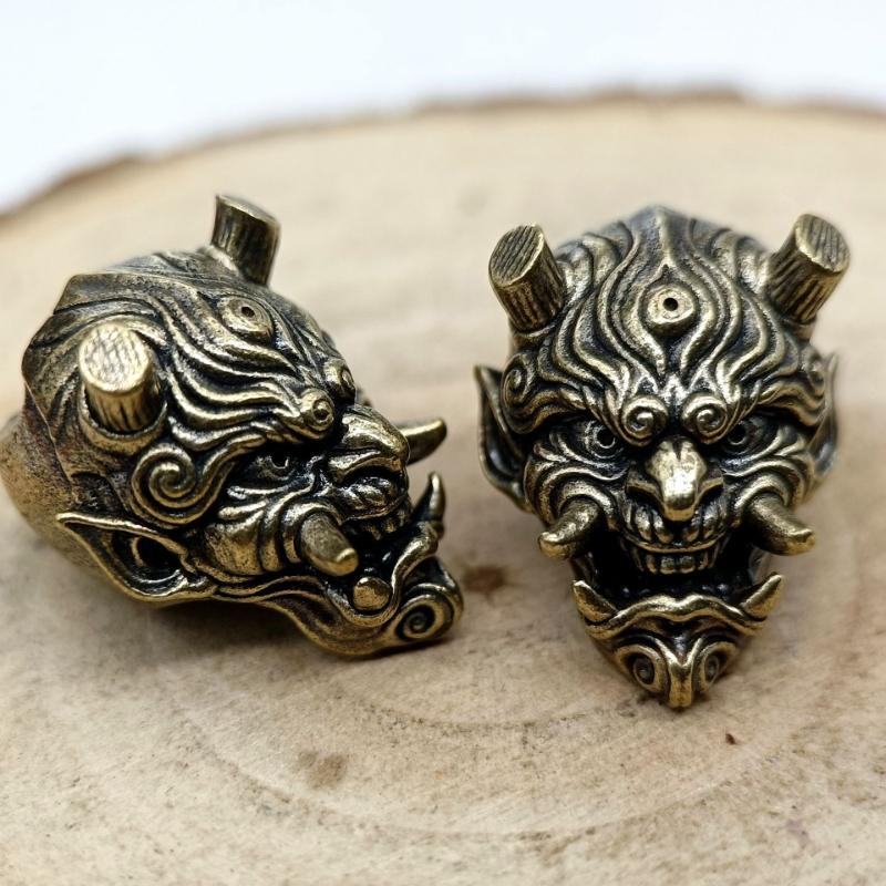 1/2Pcs Prajna Skull Head Brass Knife Beads Charms for DIY Woven Bracelets Lanyard Pendants EDC Outdoor Tool Hangings Accessories