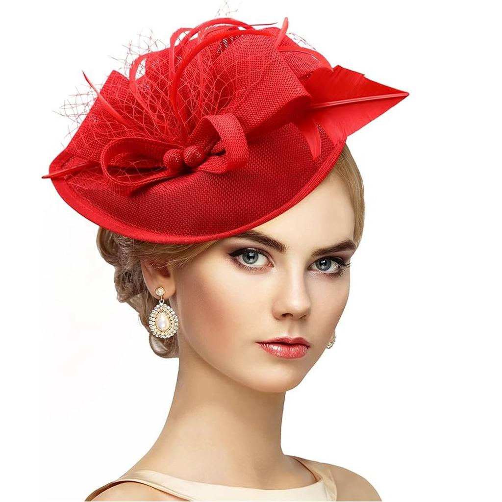 Elegant Hair Drop Fascinator Hat Women Party Hats Bridal Wedding Show Race Millinery With Fancy Flower Headpiece