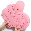 Pink Oval Round Bottom Long PU leather Bag Base With Holes For DIY Handmade Knitted Crochet Bags Universal Bottom Accessories