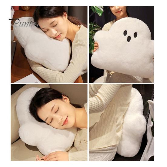 Ghost Pute Plysj Hvit Ghost Doll Søt myk flanell PP bomullsfylling Ghost Pendant Halloween Theme Sofa Ryggstøtte