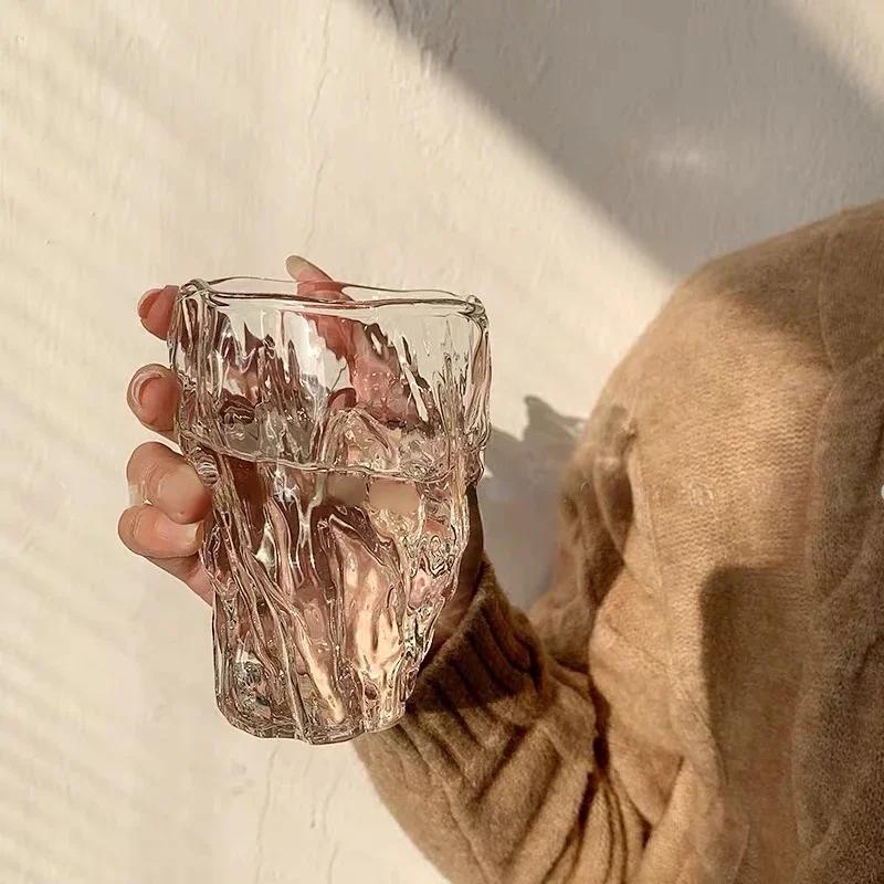 10oz Glas Wasserbecher Twist Faltflasche Haushalt Fruchtsaft Teetasse Lieblicher Bierbecher Ins Stil Koreanische Milchtassen Kaffeetasse