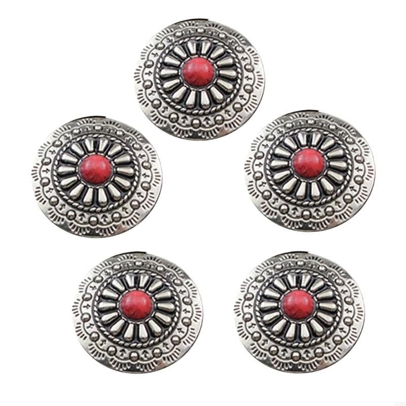 G8DA 5 Pcs Imitation Turquoise Buttons Leather Decorative Buttons Flower Buttons