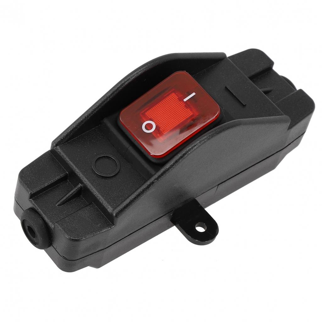 30A 220V IP65 Waterproof On/Off Inline Cord Switch with Indicator Black