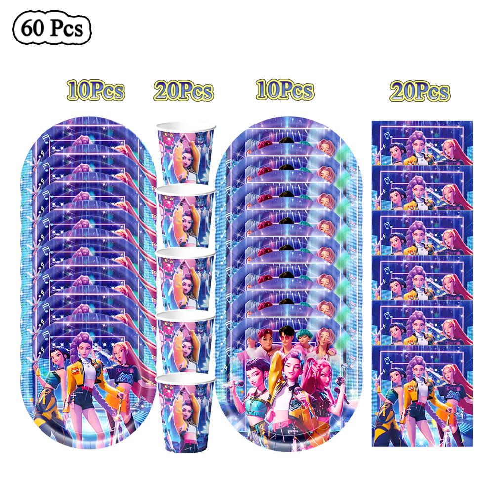 K Pop Łowcy Demonów Dekoracja Urodzinowa Balony Artykuły na Imprezę Jednorazowa Zastawa Stołowa Baner Streamer Artykuły na Baby Shower Prezenty