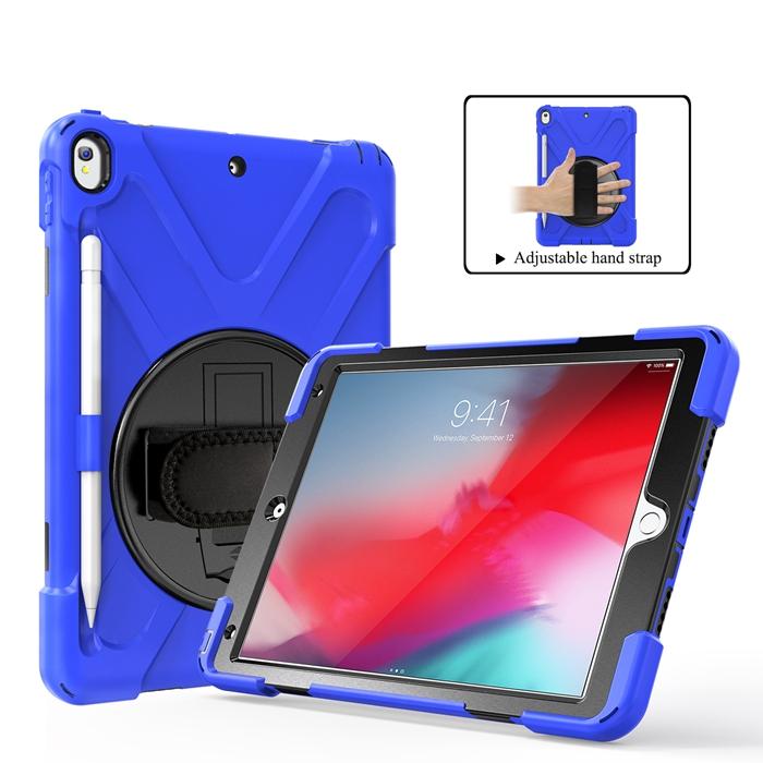 Custodia per Tablet con Cavalletto per iPad Air 3 2019 / Pro 10.5 2017 Cinturino a Mano Portapenne Robusta Armatura Ibrida Antiurto Copertura con Supporto