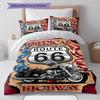 Set Copripiumino Trapuntato con Motivo Route 66 Federa Decorazione per la Casa Regalo di Compleanno (1 * copripiumino + 2 * federa, senza nucleo)