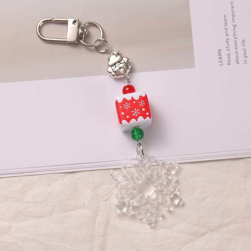 Bożonarodzeniowy koralikowy łańcuszek do telefonu komórkowego zawieszka do torebki Boże Narodzenie urocza dziewczęca serce plecak brelok zawieszka płatek śniegu
