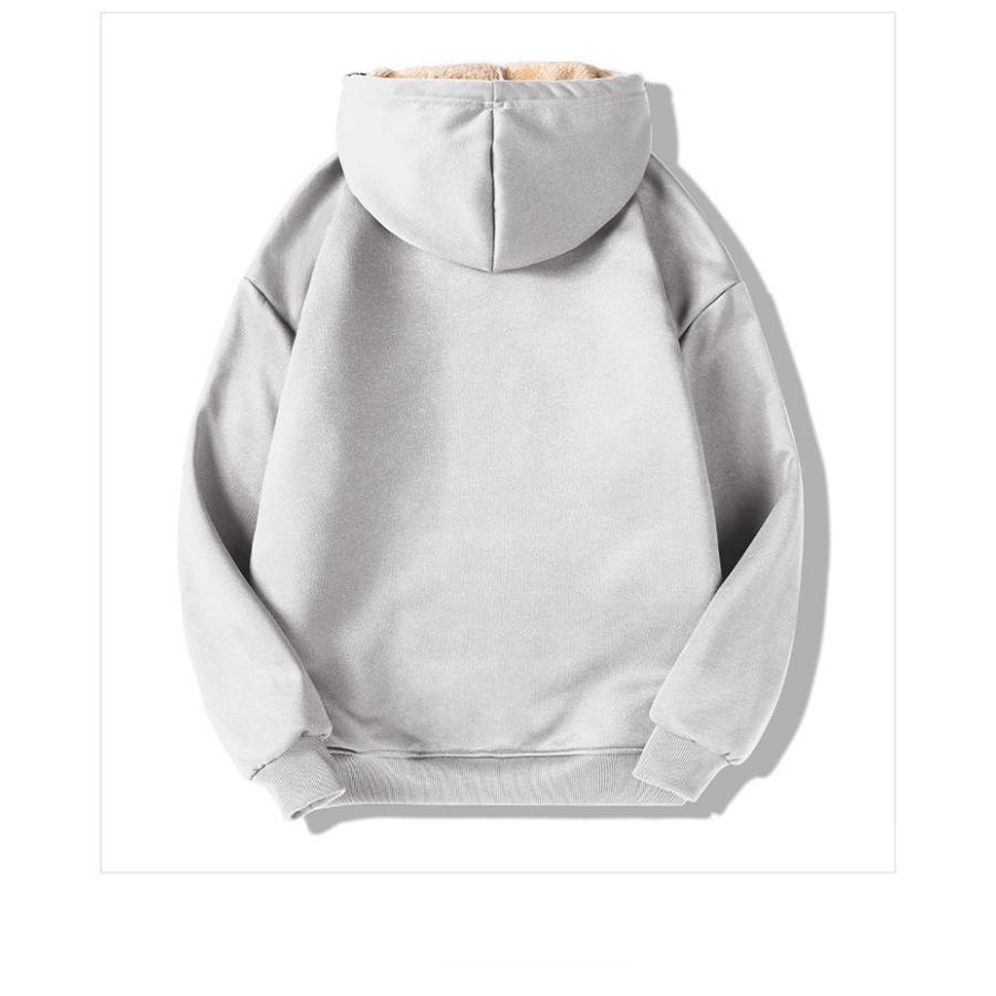 Winter Unisex Couple's Hoodie, Cotton Blend Fleece Lined Pullover with Double-Layer Warmth, Solid Color Casual Sweatshirt for Matching Outfits