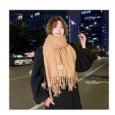 Écharpe Automne Hiver Pour Femmes Écharpes Longues et Chaudes Hijab Couleur Unie Châle Enveloppant pour Dame Nouveaux Foulards de Tête Féminins