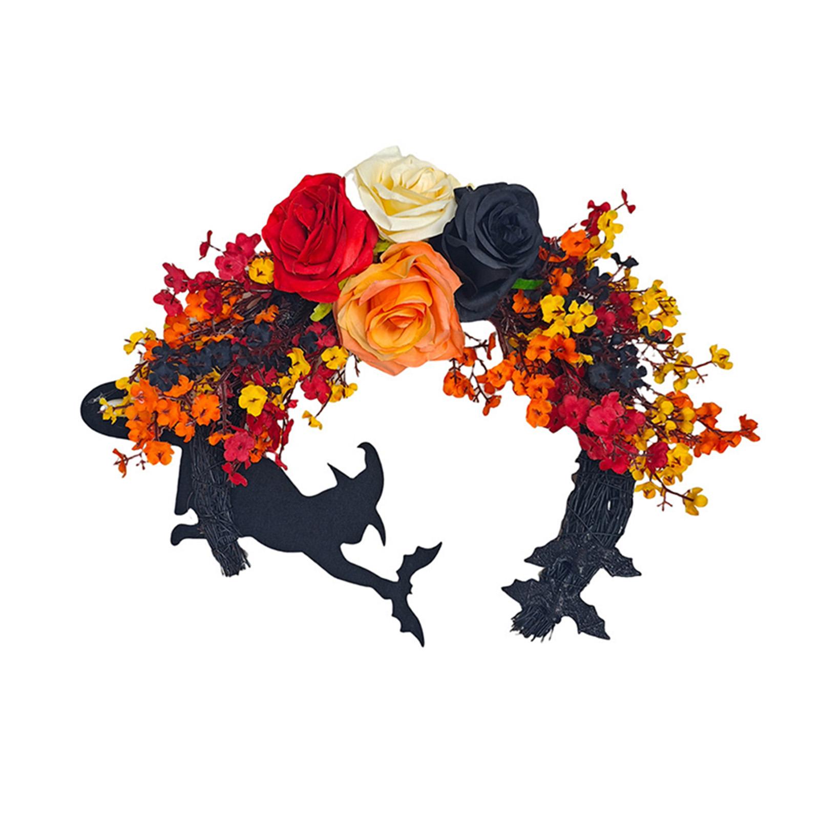 

2025 Gothic Wreath Decor Artificial Moon Cat Garland Handmade Moon Cat Halloween Door Hanging Decor Halloween Decor Supplie