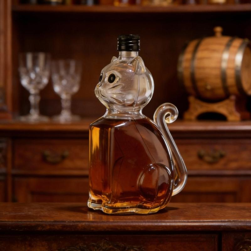Garrafa de Vidro Borossilicato Multiuso Formato de Gatos Para Preservação de Whiskies Exibição Floral e Decorações de Pubs de Cozinha