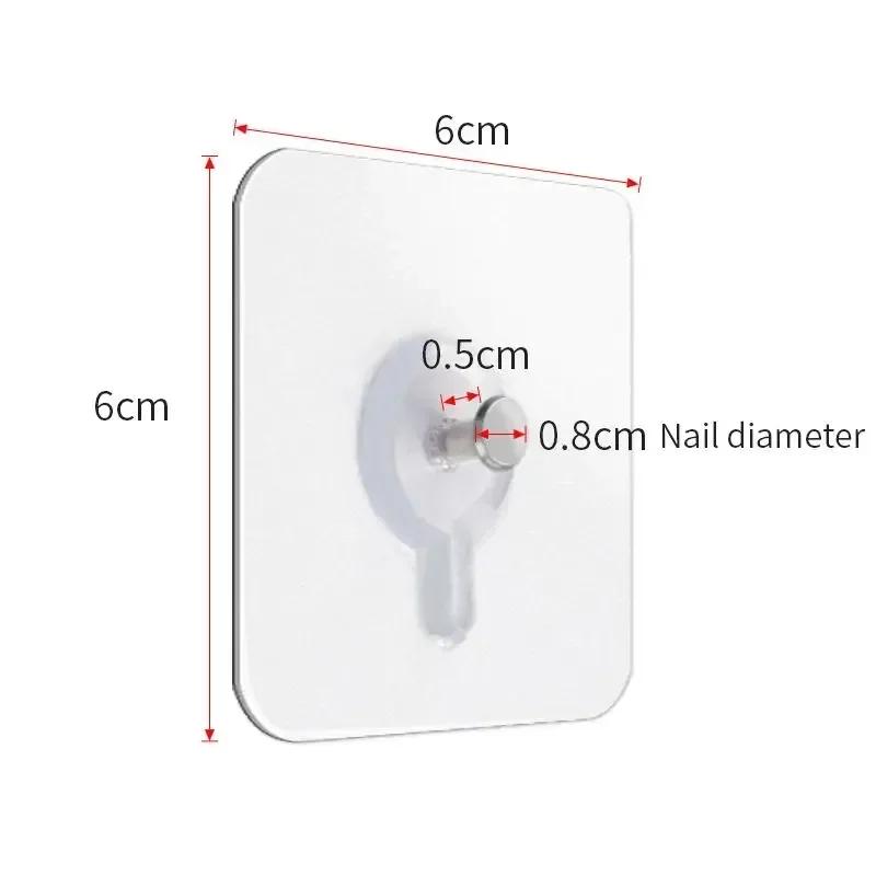 10/100Pcs Transparent Self-adhesive Wall Hooks Photo Frame Clock Screw Hook No Drilling No Nail Hanging Hangers Holder Organizer