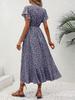 Bohemian Floral V-Neck Short Sleeve Wrap Dress with Belt