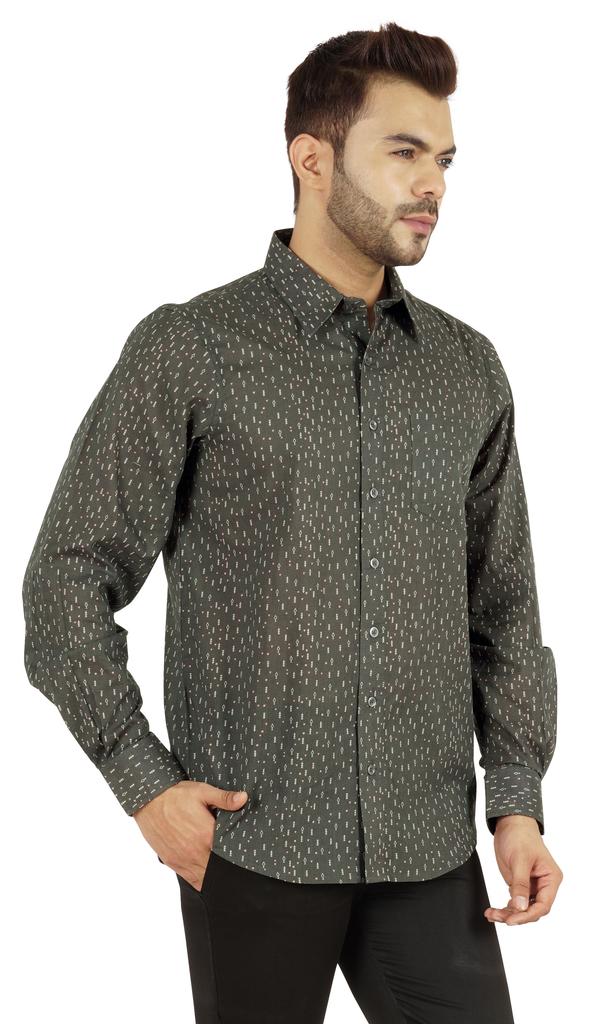 Bestman Printed Shirt For Mens Full Sleeves With Cuff Slub Cotton Shirt Office