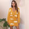 Women's suit European and American women's clothing white cloud jacquard three-button cardigan hip-wrapped short skirt sweater two-piece set M612