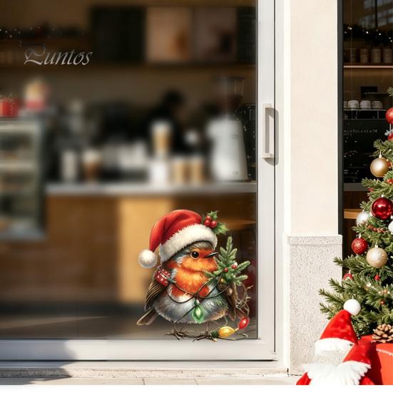 Outdoor Balcony Glass Decorations Christmas Bird Static Window Stickers, PVC Waterproof Decorative Decals Durable Indoor Accents for Holiday