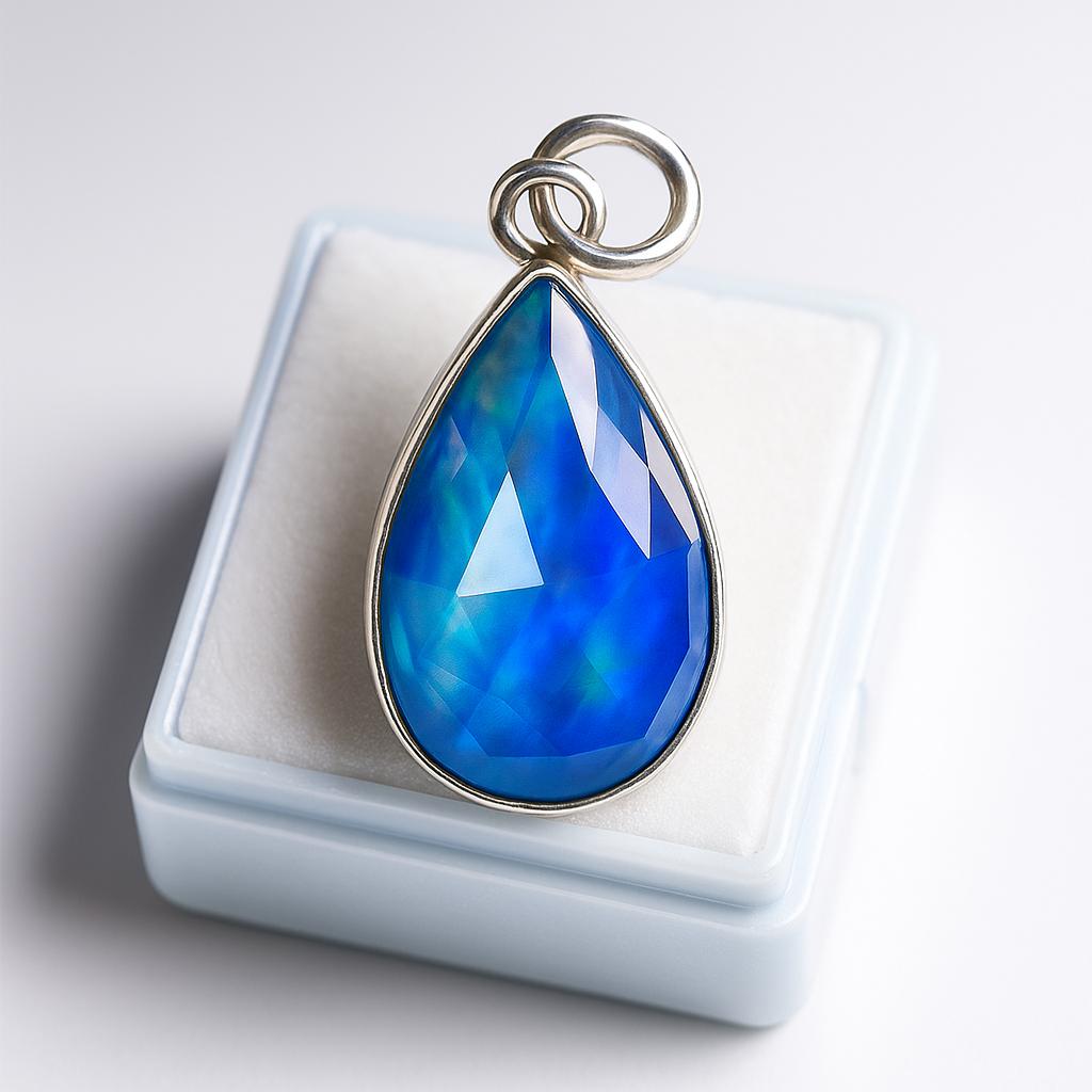 Natural Opal Pendant Aurora 925 Sterling Silver Pear 17.10 October Birthstone for Gem Collections
