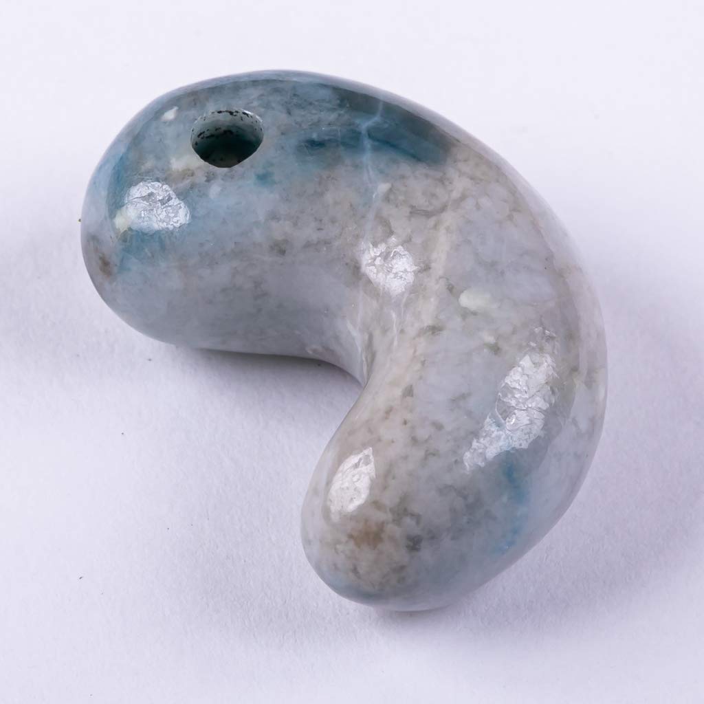 Itoigawa Natural Jade Japanese National Jomon Power Stone Jade Workshop Special Paulownia Wood Quality Guarantee MT0793 (Irikonzawa) Magatama, Blue,
