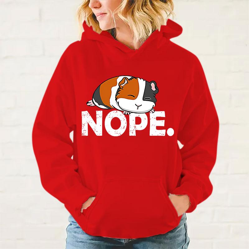 Funny Guinea Pig Nope Print Hoodie Fashion Women Men Casual Tops Pullover Hoodies Harajuku Sweatshirt
