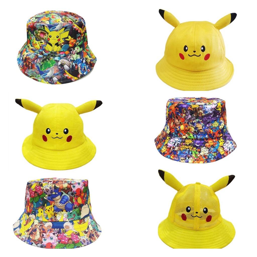 Cartoon Outdoor Pikachu Fisherman Sunshade Matching Hat Net Hat Adult Children