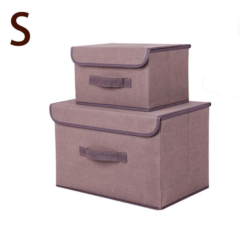 Linen-Like Fabric Storage Box Foldable Storage Box For Books And Toys Dustproof Storage Box With Lid Large storage box