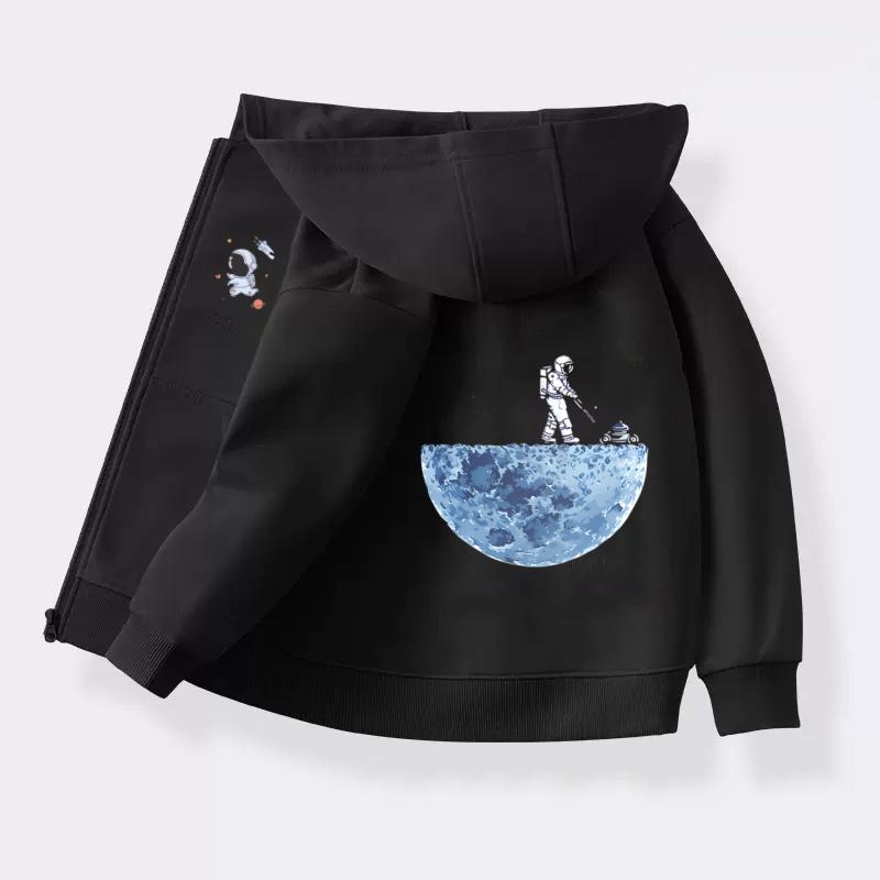 Astronaut Funny Sweatshirt for Children's Spring and Autumn Polyester Jacket New Spaceman Hoodie for Boys Coats