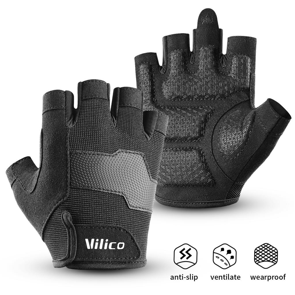 Guanti Fitness da Uomo Mezza Dita Spessi Resistenti all'Usura per Sollevamento Pesi Palestra Allenamento Sport Protezione Palmo Anti-Calli