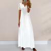 Damen-Sommerkleid, satte Farben, Blumendruck, V-Ausschnitt, Spitze, Patchwork, aushöhlen, kurze Ärmel, plissiert, Boho-Party, Maxikleid, Damenbekleidung
