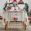 Christmas Printed Tablecloth Beige Lace Tablecloth Santa Claus Washable Table Cover for Party Wedding Picnic Dinner Decor