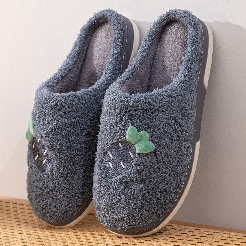 Pantofole Antiscivolo in Velluto di Cotone: Comfort Peloso, a Suola Spessa e a Punta Chiusa per Autunno e Inverno