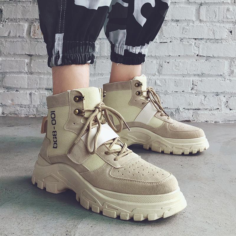 Fashion 2019 Autumn New Fashion Casual High Help  Boots Men's Leather Tooling Boots Men's Wild Desert Boots Jkm45