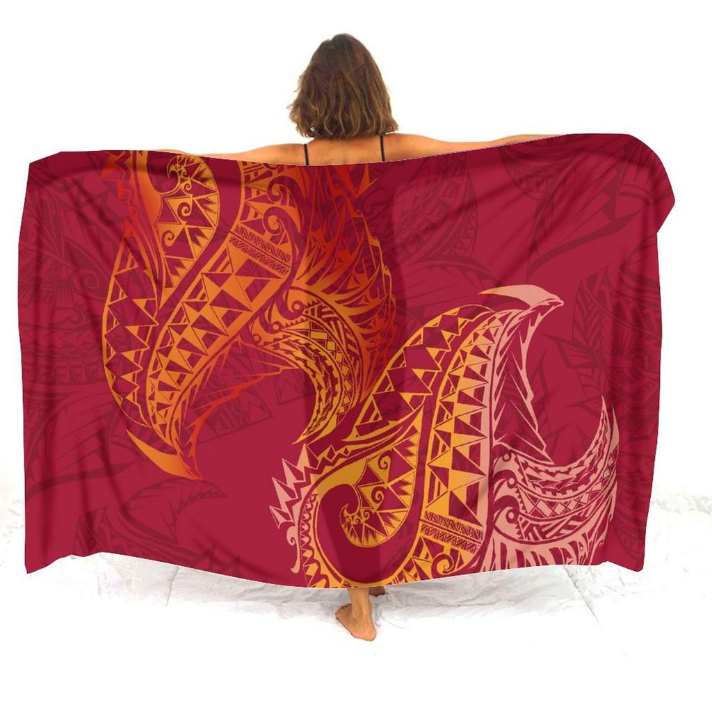Summer Lightweight Women'S Sarong Shawl Polynesian Customizable Pattern Beach Essential Sun And Windproof Cape