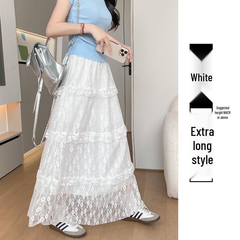 Women s Plus Size White Lace Asymmetrical A-line Skirt - Spring/Autumn 2026 S: 80-95 lbs