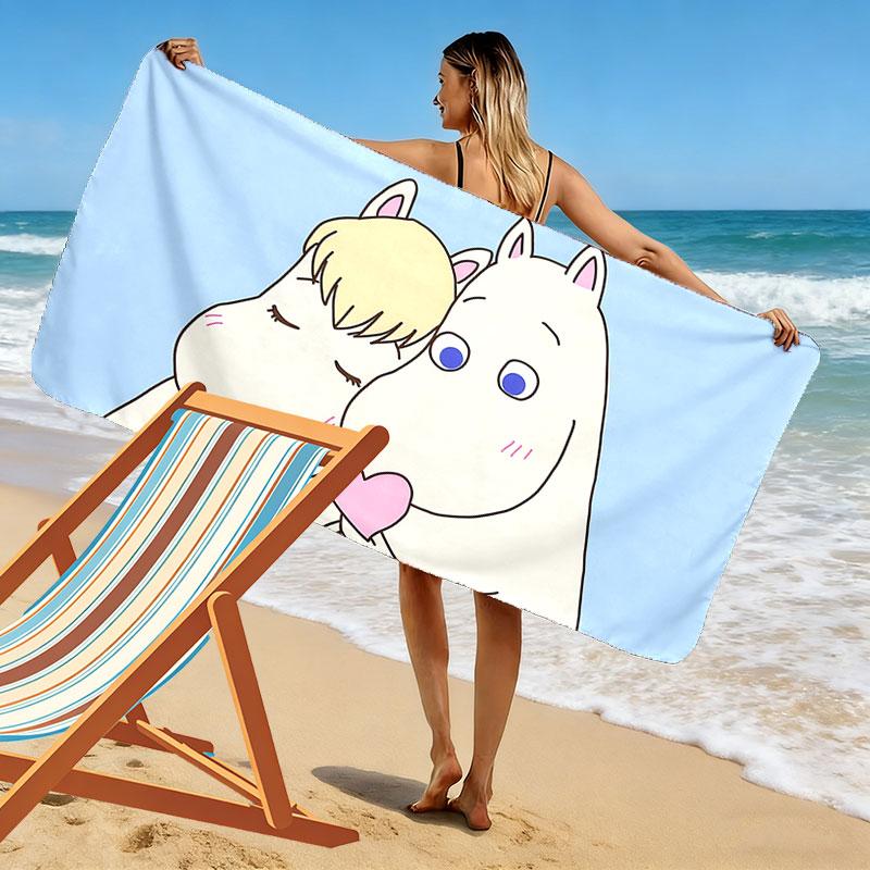 Moomin Art Print Beach Towel, Large Soft Quick Dry Towel for Beach Camping Swimming