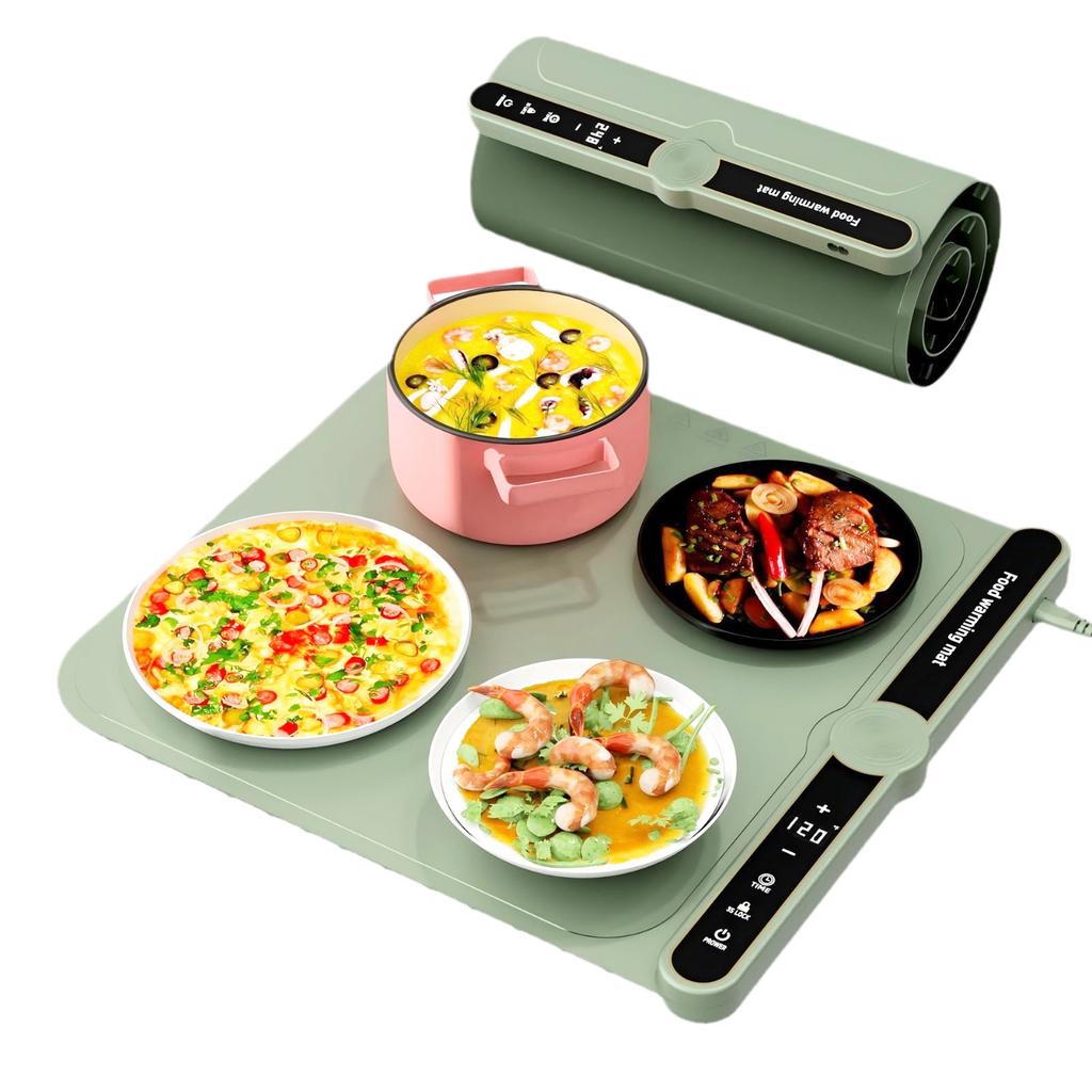Warming Mat for Food 360W Full Surface Heat In 8s 9 Temperature Settings 6 Hours Time Child Lock Sil