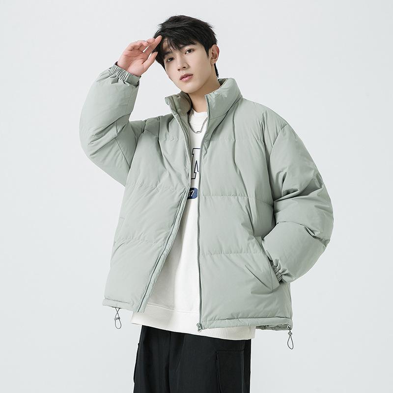 Weiße Entendaunenjacke Herren Winter Trendjacke Jungen Verdickte Kurze Winter Stehkragen Brotjacke