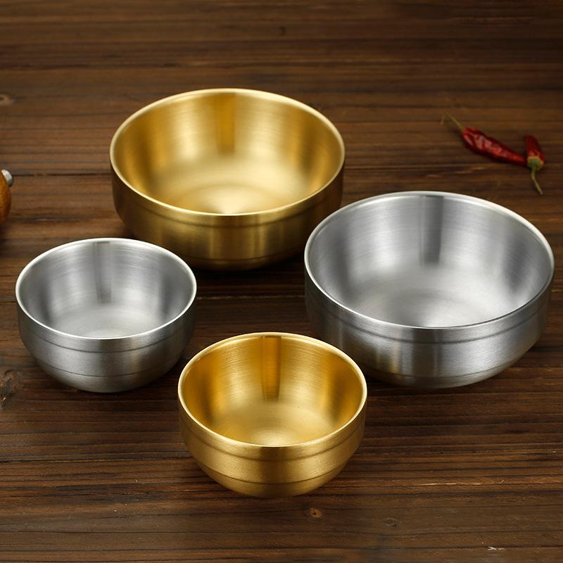 304 Stainless Steel Noodles Ramen Bowl Korean Tableware Dinnerware Anti-Scalding Double Layer Bowls Kitchen Cooking Utensils
