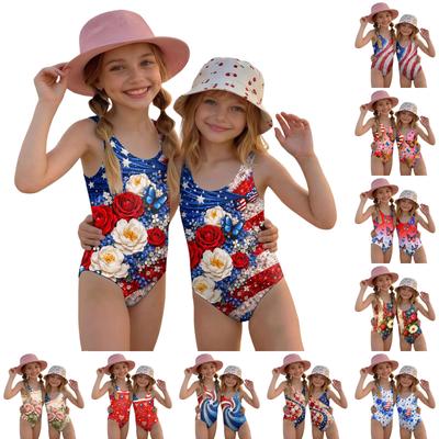 Meisjes Ééndelig Zwempak Zomer Casual Mode Bloemenprint Zwemkleding voor Kinderen Comfortabele Pasvorm Duurzaam Stof Geschikt voor Zwembad Strand