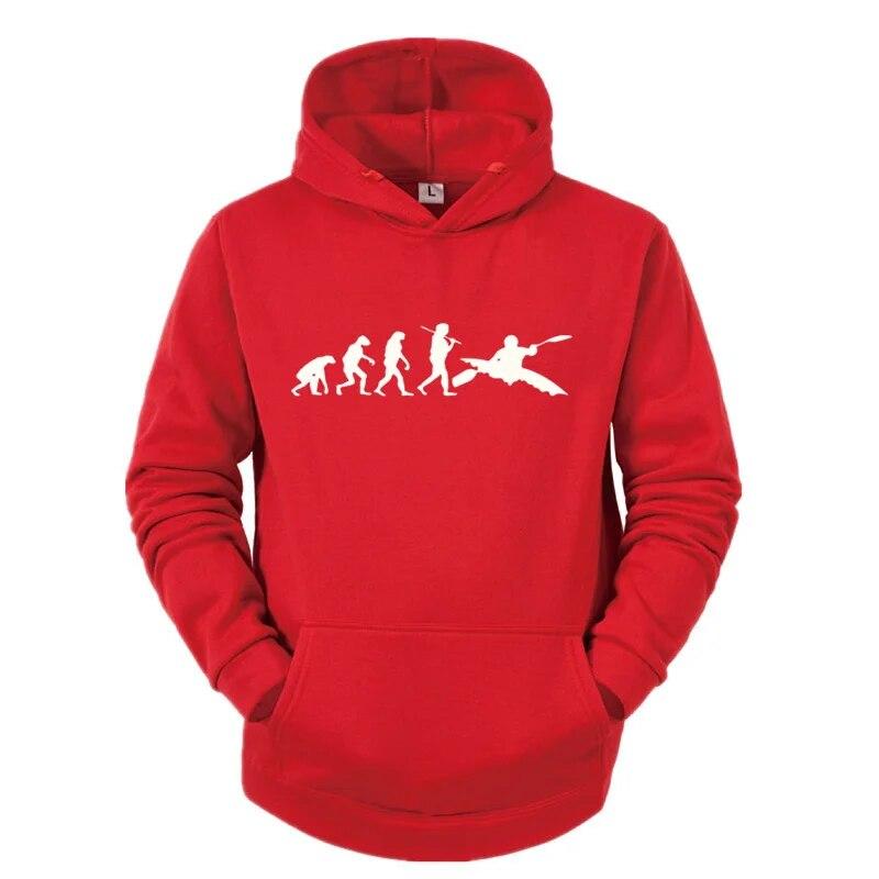 Ewolucja Kajakarstwa Ludzkiego Bluza z Kapturem Nowa Moda Najwyższa Jakość z Kapturem Casualowa Odzież Unisex Ewolucja Projektu Kajaka Bluzy
