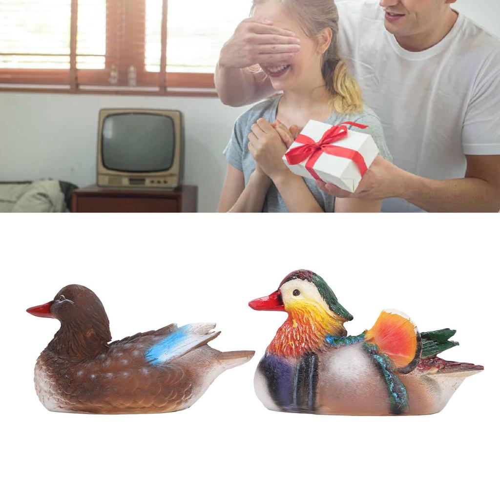 2PCS Floating Mandarin Statue Resin Cute Animal Decor Sculpture Ornament for Outdoor Garden Pond