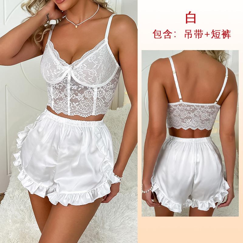 

Источник пижамы женские белые кружевные подтяжки кружевные шорты домашний сексуальный костюм L