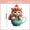 Мультяшный Милый Чайная Чашка Кошачий Узор Акриловая Подвеска для Украшения Рождественской Елки