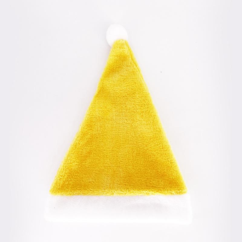 Available: Red/Blue/Pink/Green/Yellow Santa Hat - Short Plush, Brushed Finish for Adults, Holiday Party Christmas Decoration.