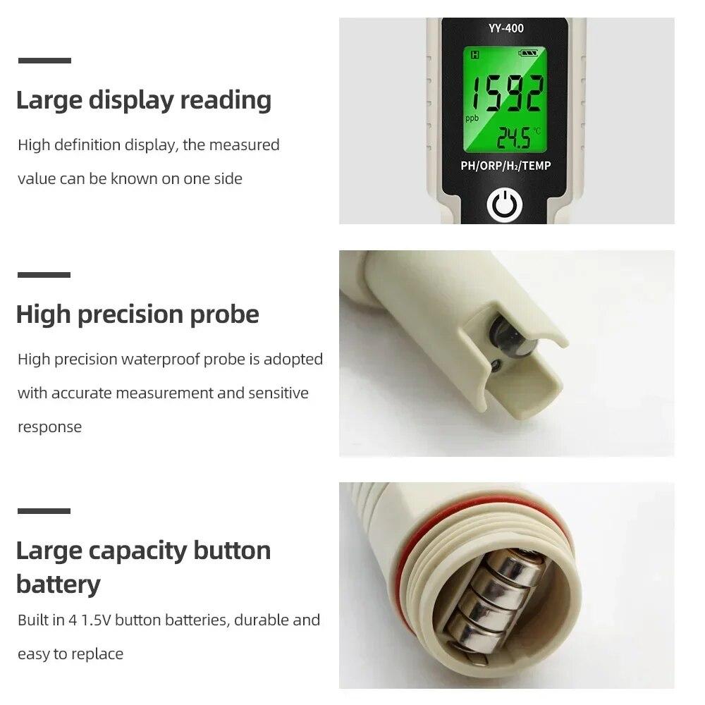 4 in 1 PH ORP H2 Temperatur Wasserstoff-reiche Meter Tragbare Stift Wasser Qualität Reinheit Detektor für Aquarium Pool Hydrokultur