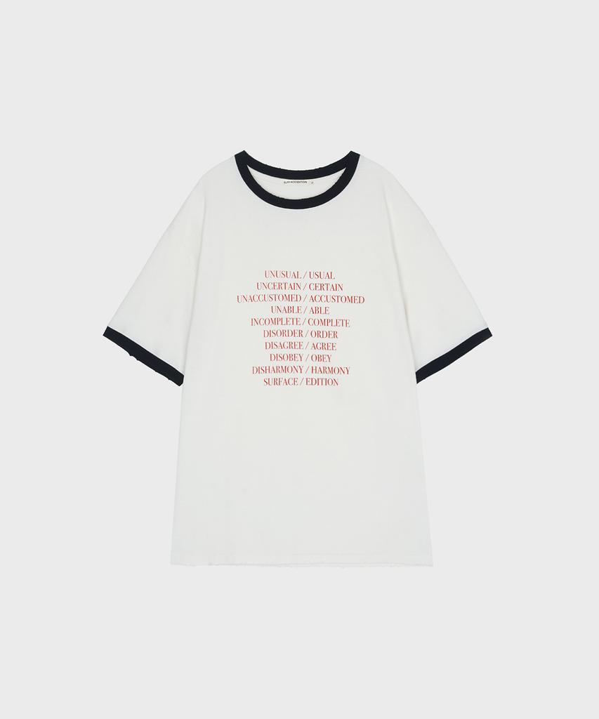 Seopiseuedisyeon Prefix Damaged Ringer T-Shirts White
