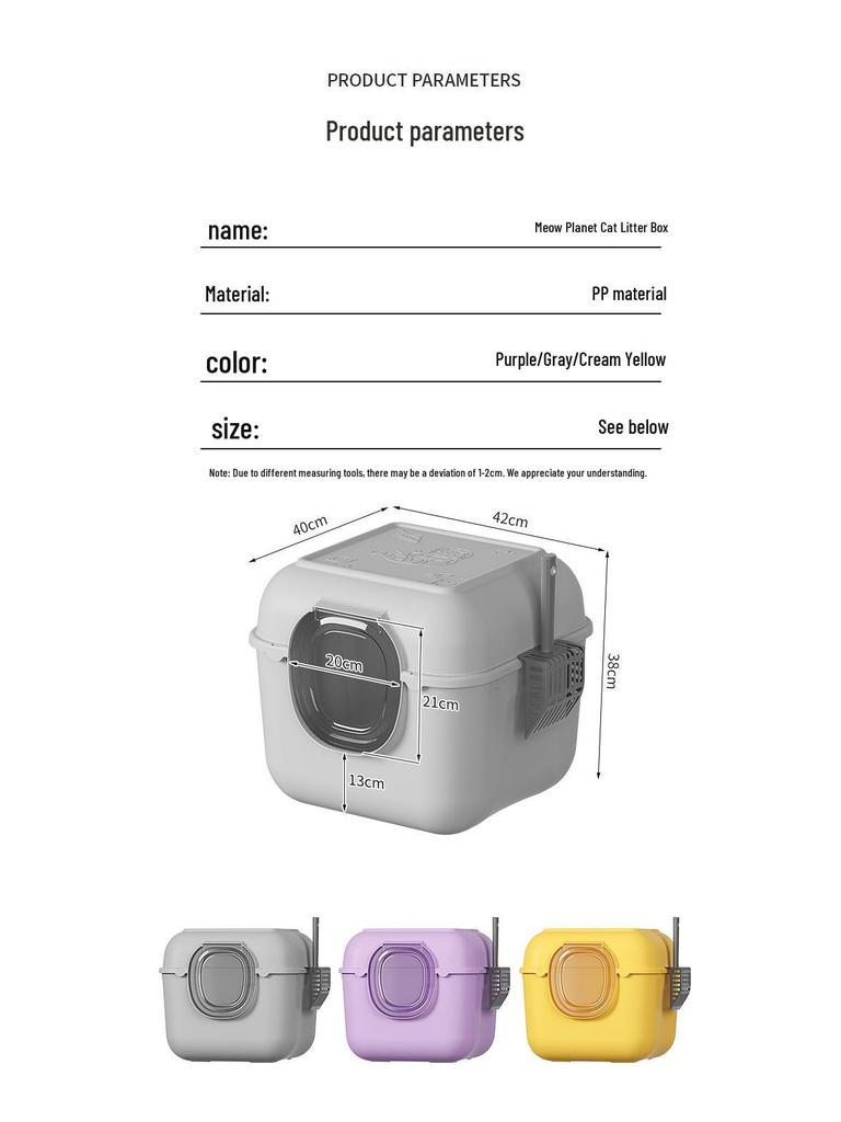 Fully Enclosed Large Flip-Top Cat Litter Box with High Walls - Anti-Splash, Easy to Clean