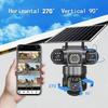 LS VISION 4G 12MP Solar Camera Sim Card 3 Lens Outdoor Surveillance Waterproof PIR Human Detect CCTV Night Vision PTZ Cam Built in Battery