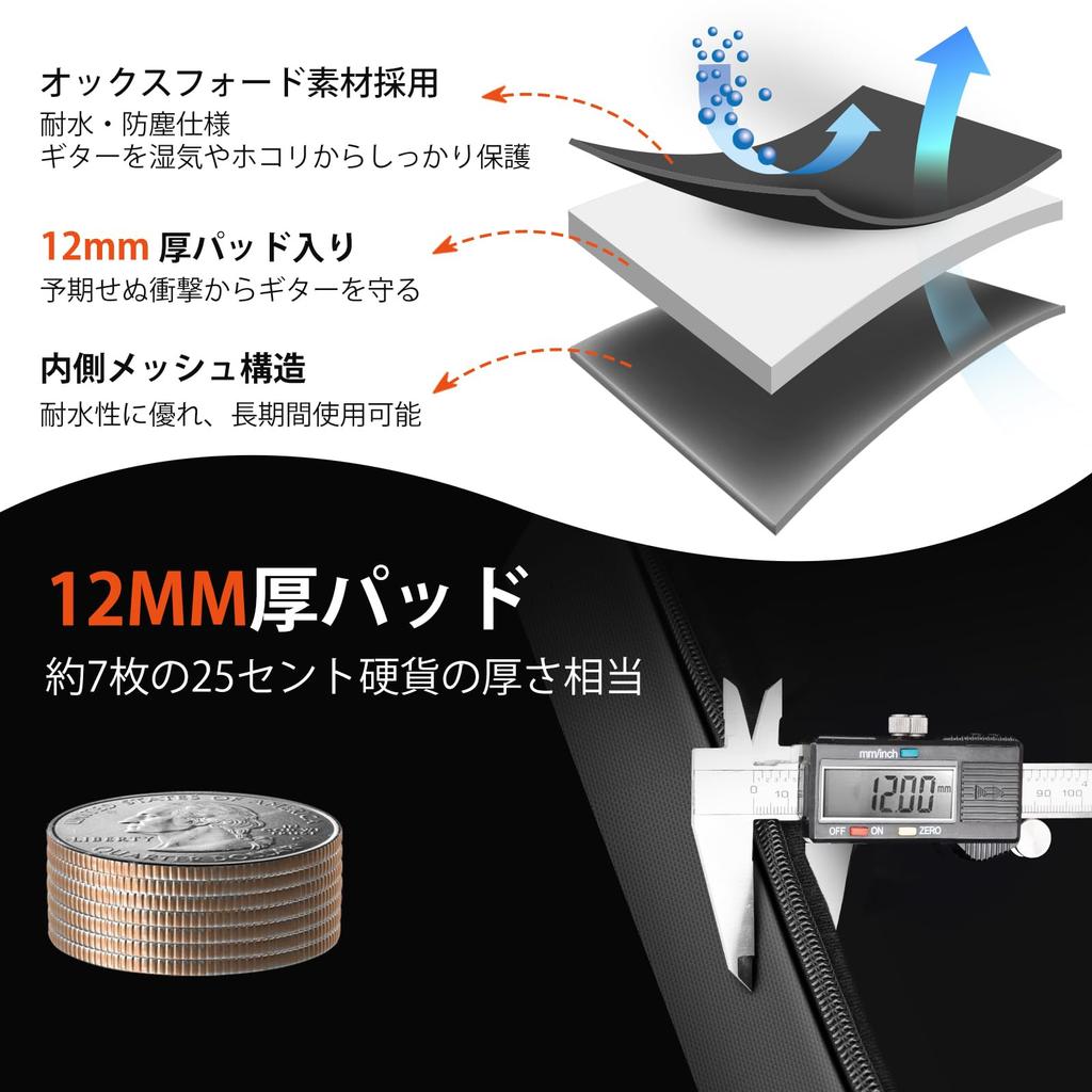 CAHAYA 12mm Sponge Guitar Acoustic Guitar Gig Soft Folk Guitar Bag with Large Capacity Durable and Improved Overall Backpack Shoulder or Handle CY0149